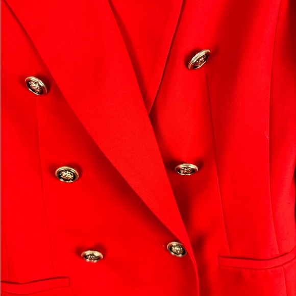 Zara Bright Red Orange Double Breasted Blazer - Picture 5 of 11